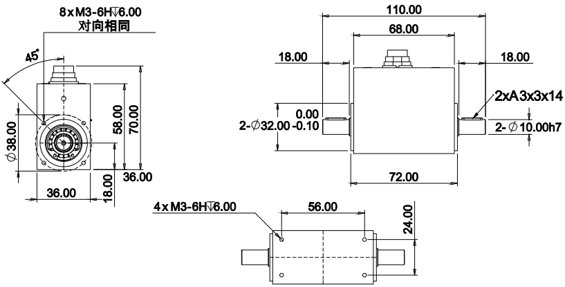 動(dòng)態(tài)扭矩傳感器CAZF-TD110外形尺寸